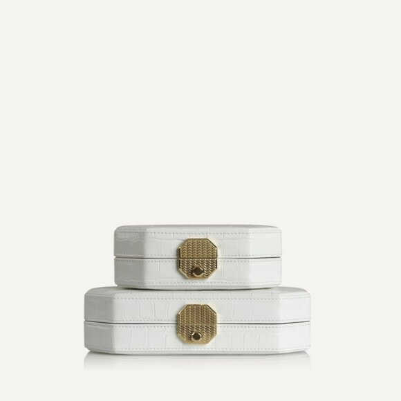 37. MISELA Alexa At Belgravia Leather Crocodile Embossed Box Clutch Bag $1050 - Picture 4 of 4